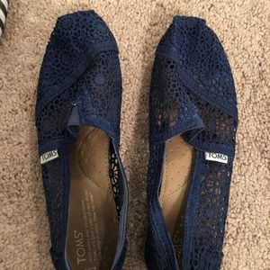 TOMS blue lace flats